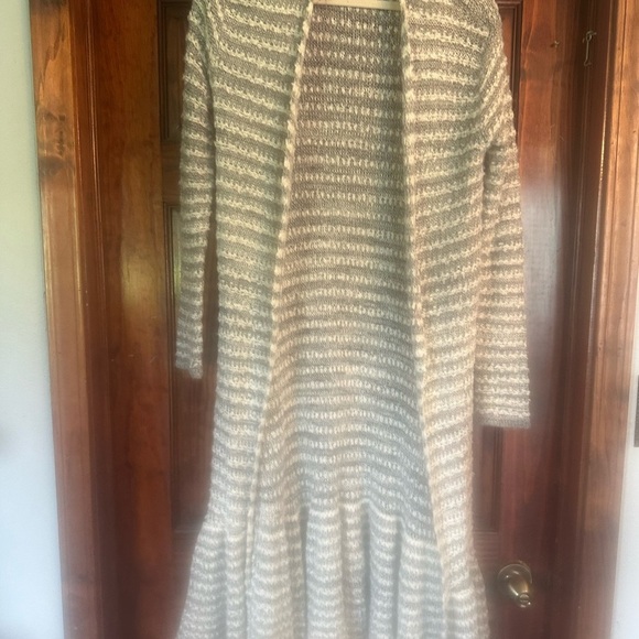 Free People Gray and Cream Striped Cardigan - Picture 1 of 3